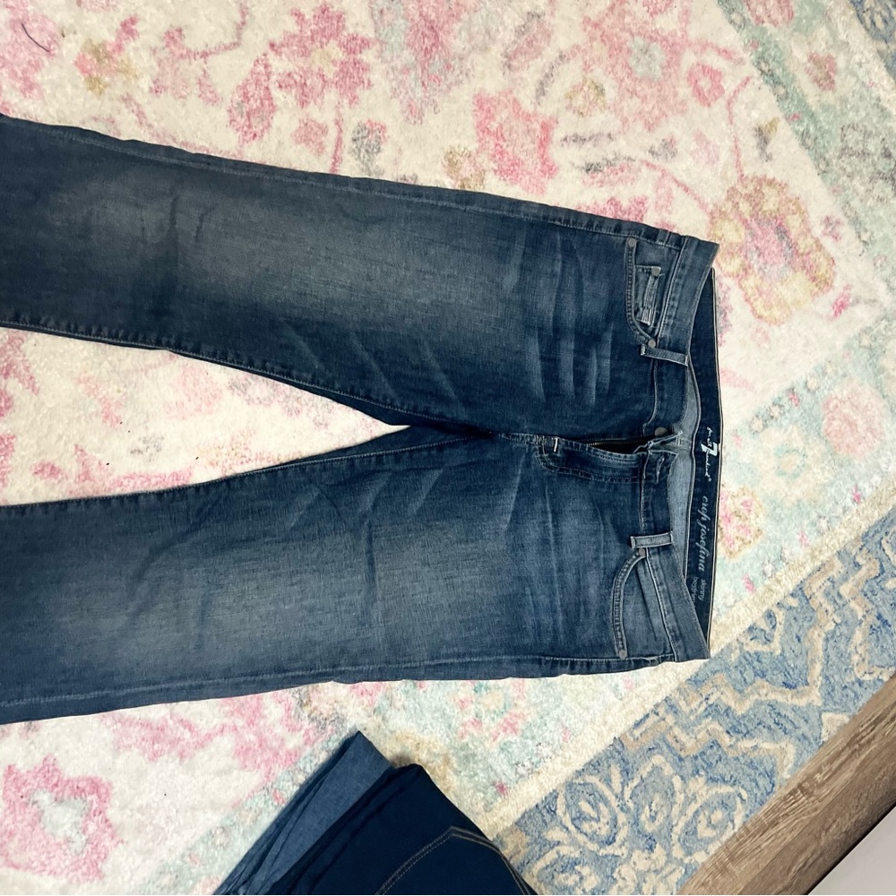 7 For All Mankind Blue Straight Leg Jeans Classic Denim